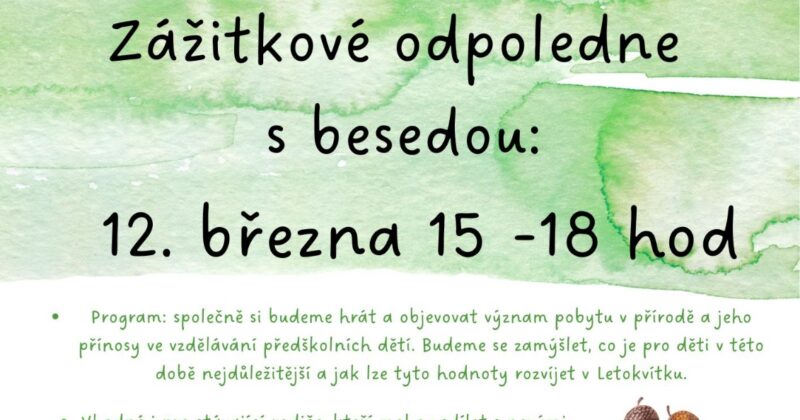 Zážitkové odpoledne s besedou 12.3.2026